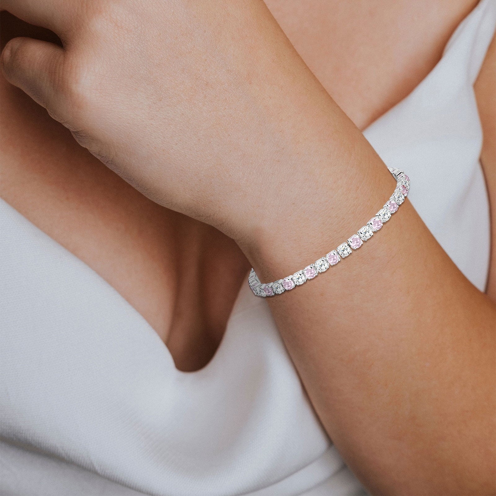 S925 Sterling Plated Tennis Bracelets for Women Girls CZ April Bracelets with Crystal Easter Basket Stuffers Jewelry Gifts Teen Her Wife Lady Adults Kids Ideas