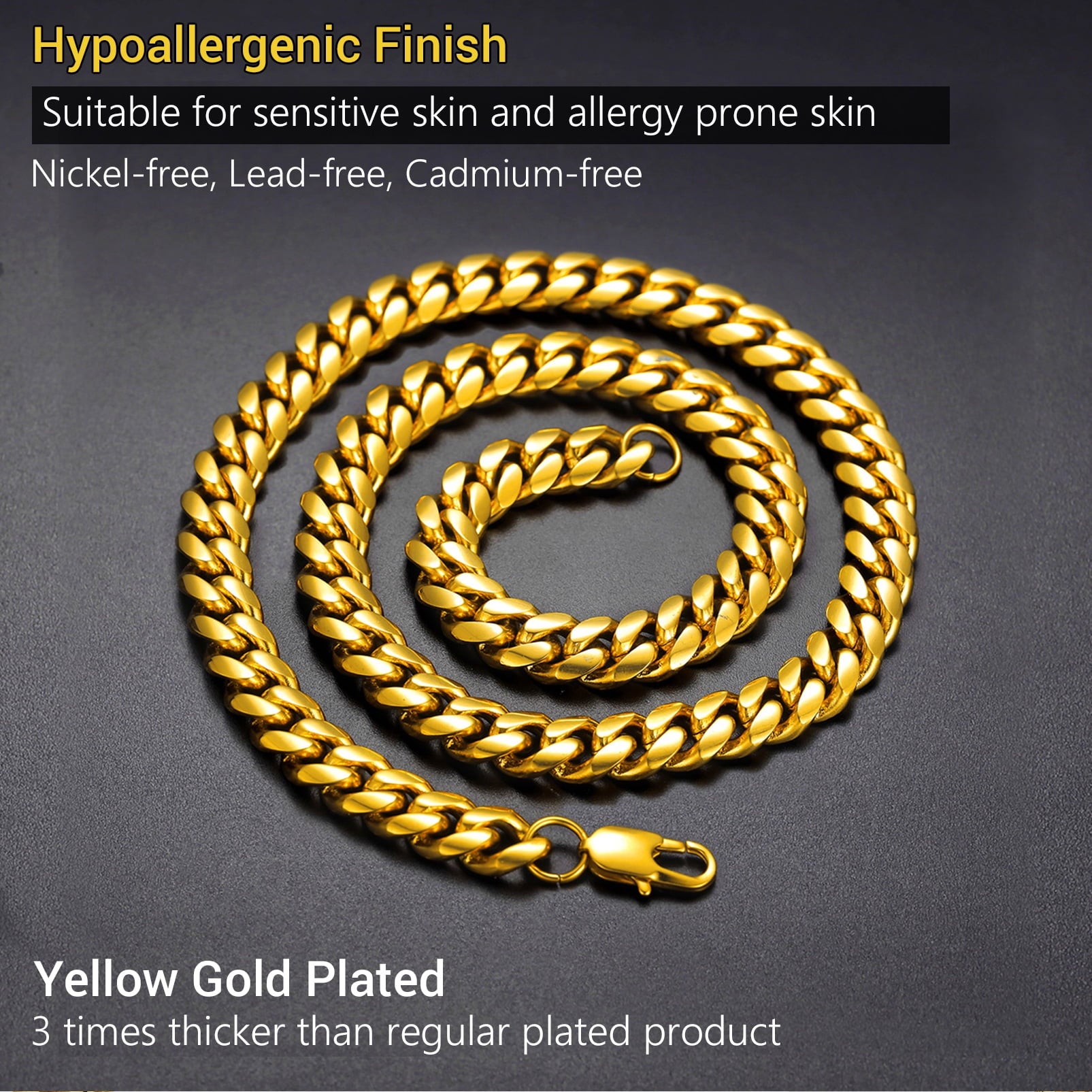 Cuban Chain for Men Black Plated 4.8mm Miami Cuban Necklace 18 Inch Hip Hop Mens for