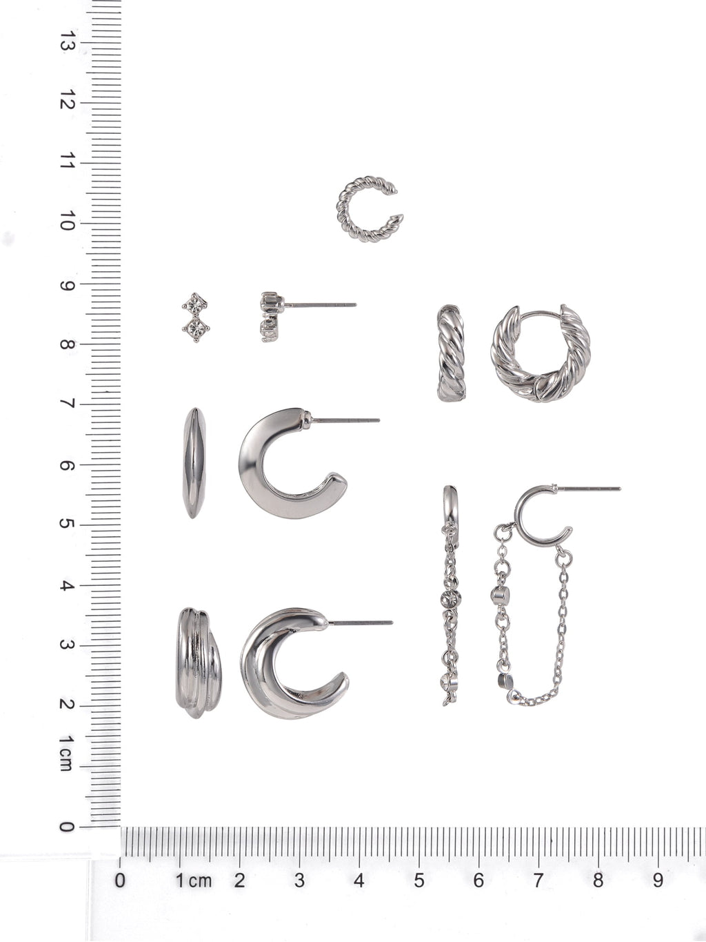Adult Female -Tone 5 Pair Twisted Triple Hoop Stacker Earring Set