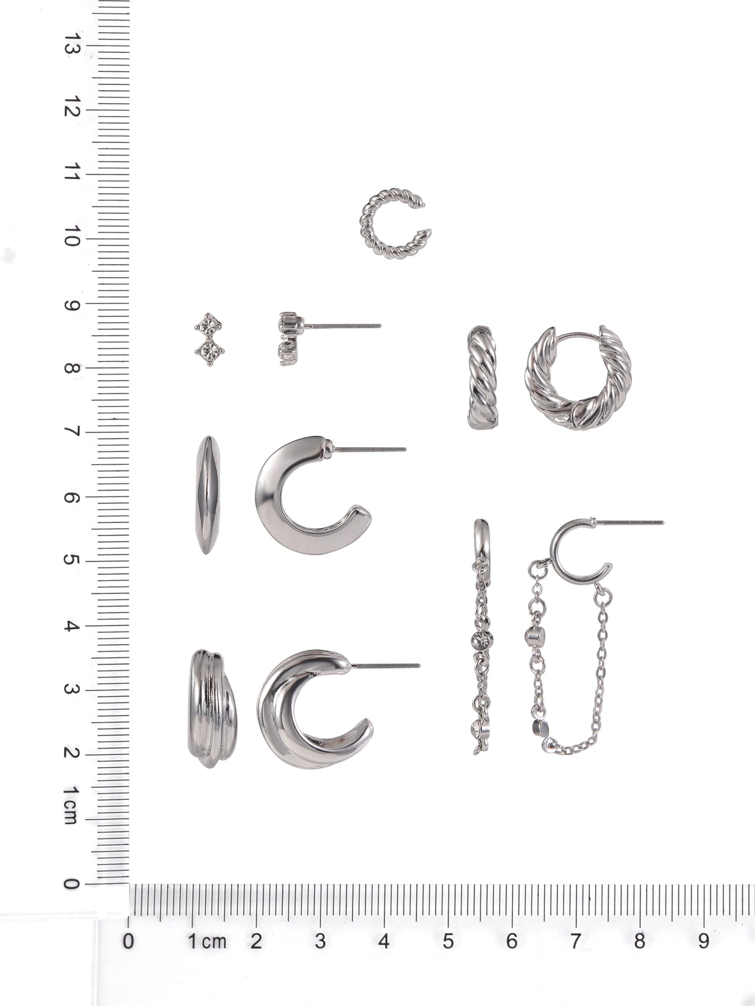 Adult Female -Tone 5 Pair Twisted Triple Hoop Stacker Earring Set