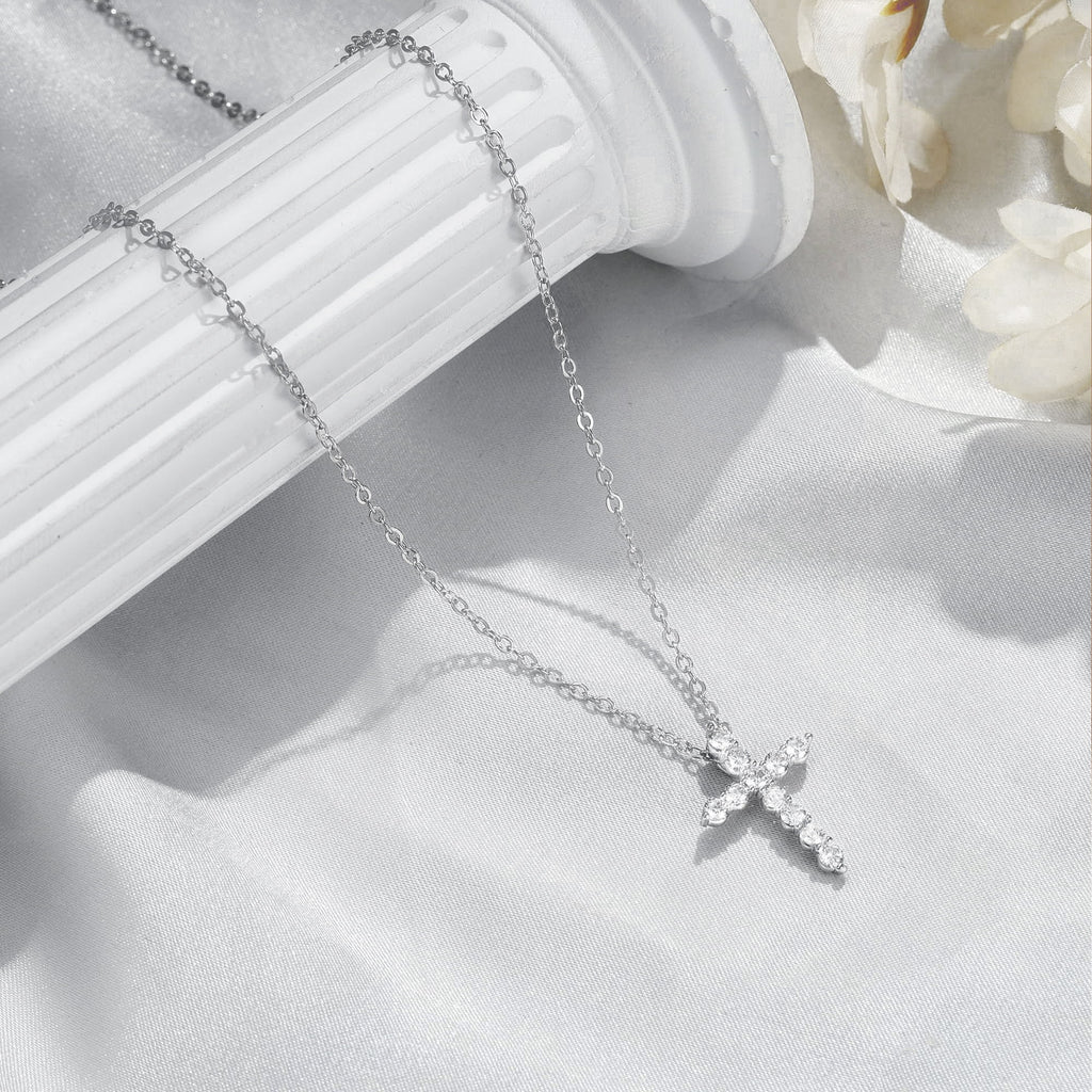 14K Plated Dainty Tiny Cross Pendant Necklace for Women Jewelry Personalizedt First Communion Christian Baptism Easter Gifts for Her Kid Girls