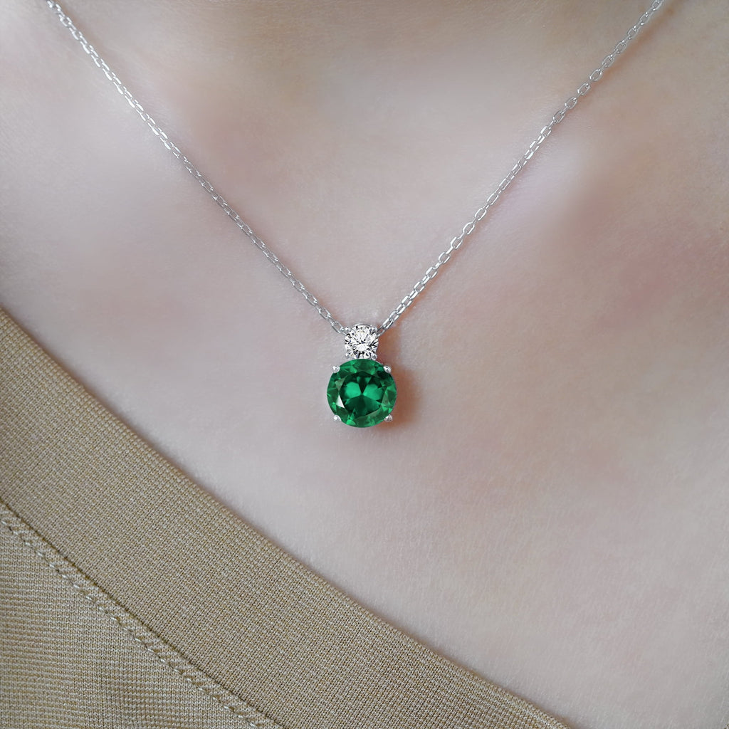 3.25 Cubic Zirconia April - Round and Pear Cut Dangle Pendant Necklace in 18k White Plated for Women