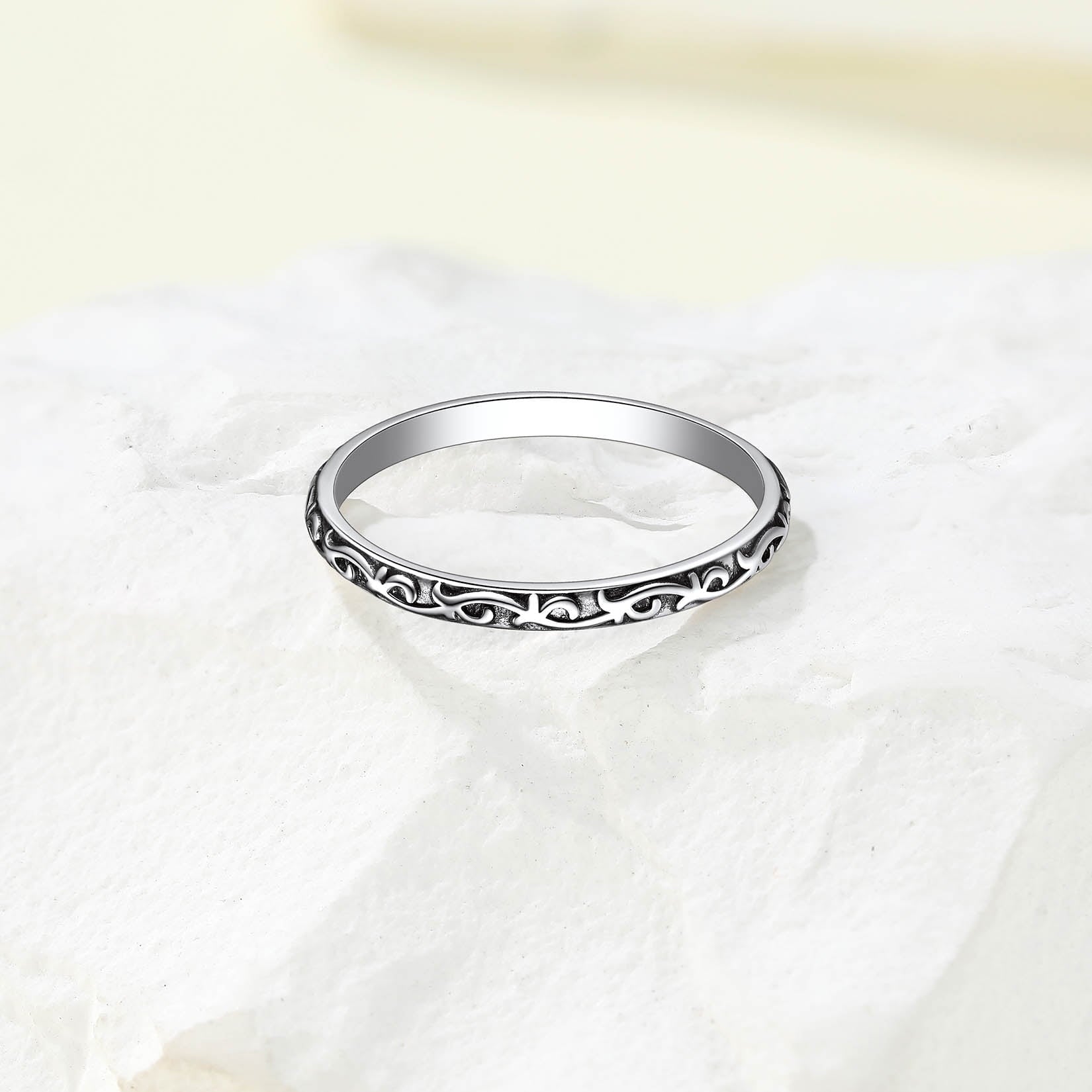 925 Sterling Celtic Knot Band Ring, 2MM Thin Vintage Finger Thumb Ring for Women