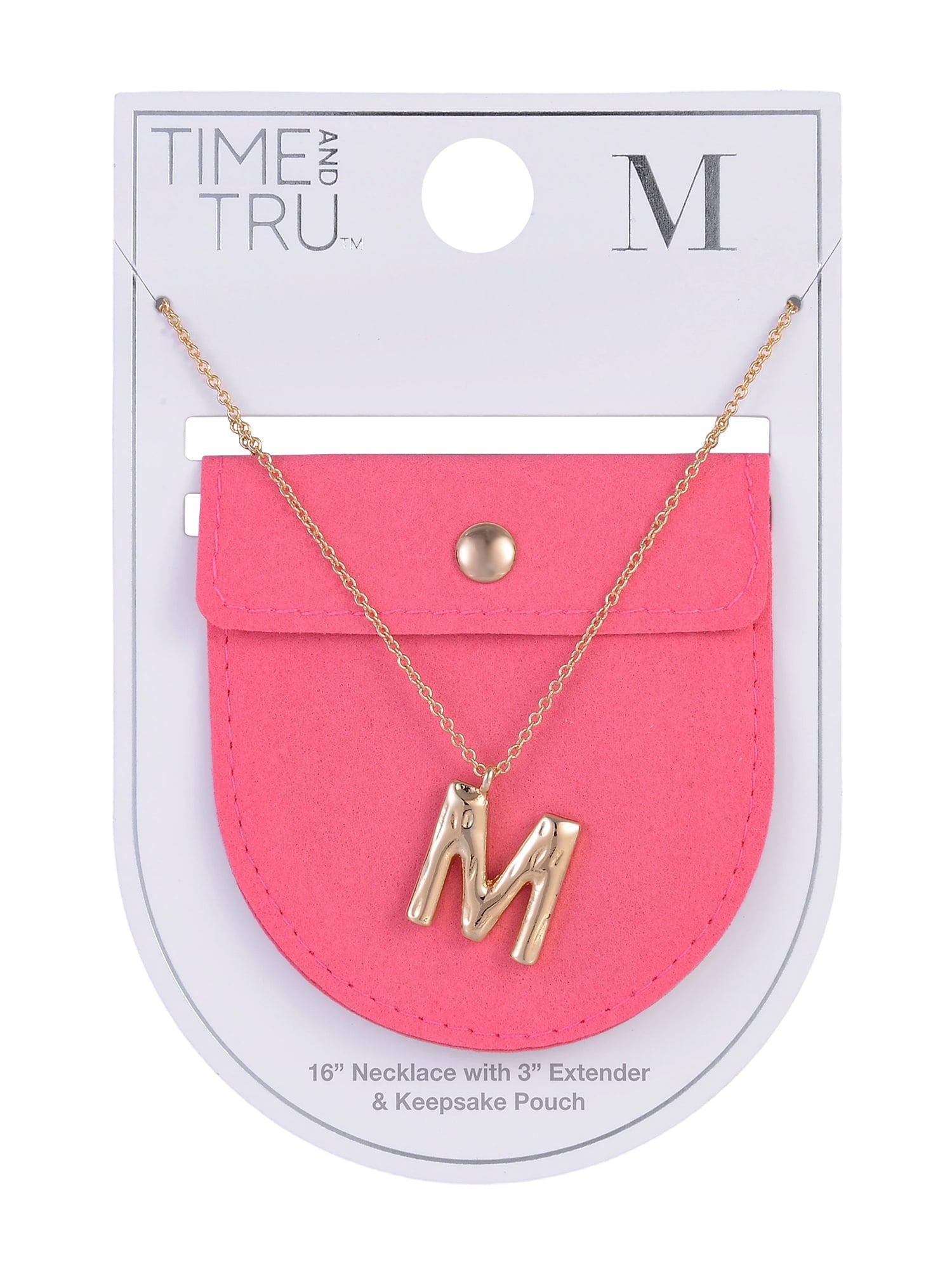 Goldtone Hammered Initial "M" Pendant Necklace