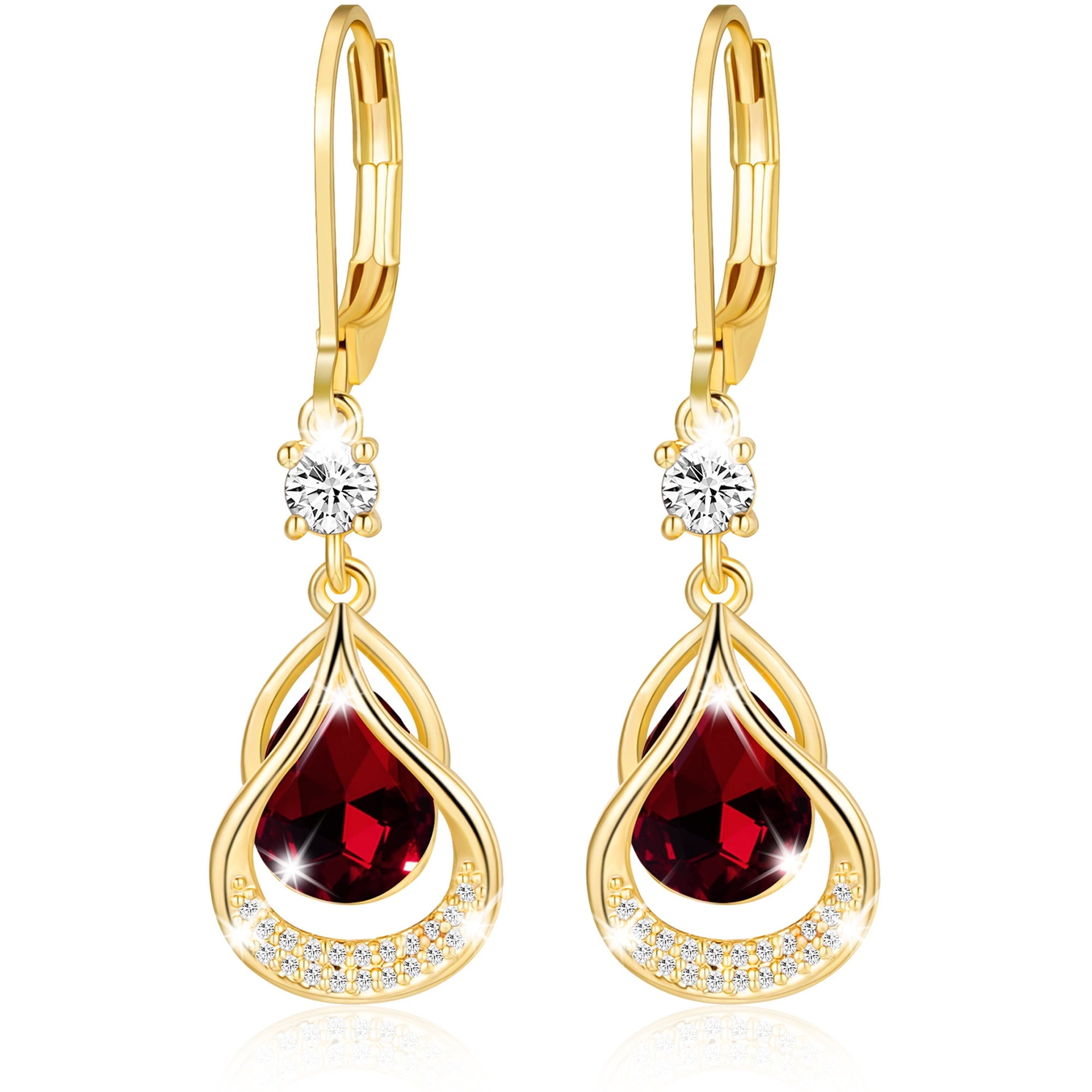 18K White Plated Drop Earrings for Women Girls Hypoallergenic S925 Sterling Post April Earrings with CZ Easter Basket Stuffers Jewelry Gifts Teen Adults Kids