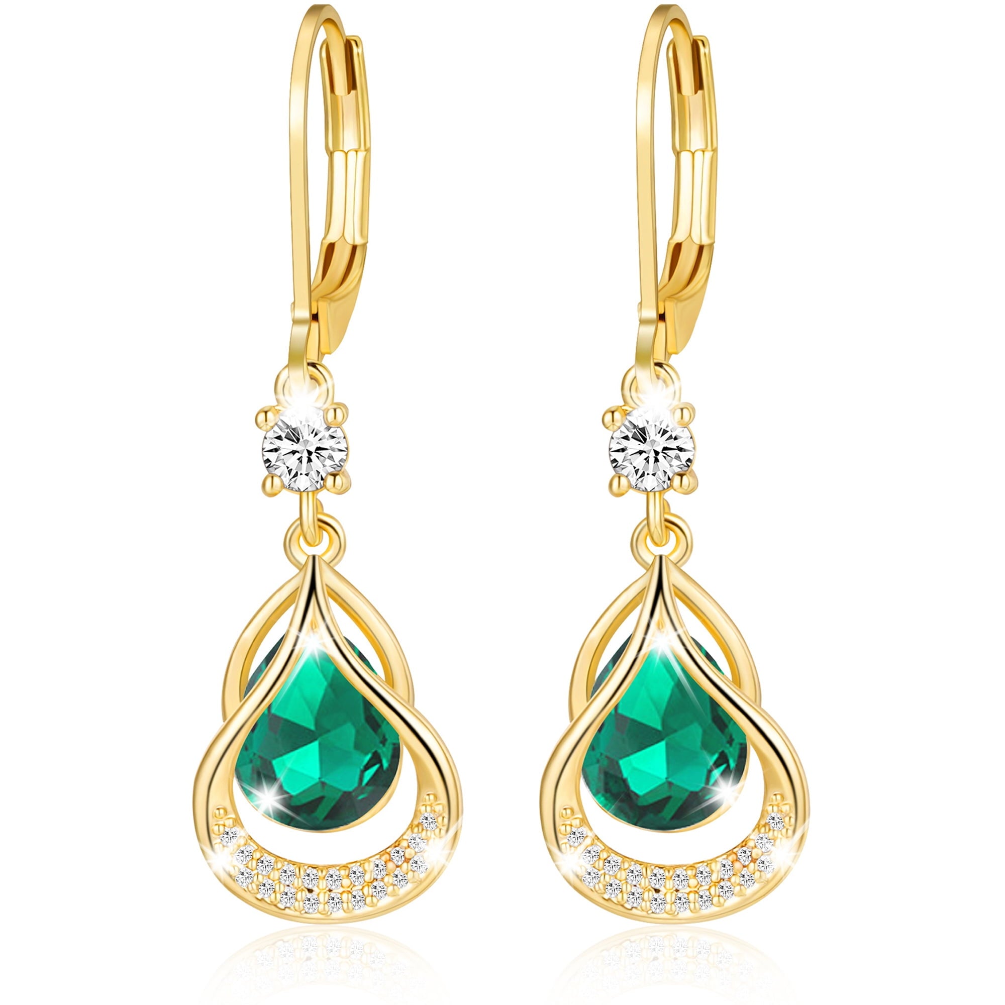 18K White Plated Drop Earrings for Women Girls Hypoallergenic S925 Sterling Post April Earrings with CZ Easter Basket Stuffers Jewelry Gifts Teen Adults Kids