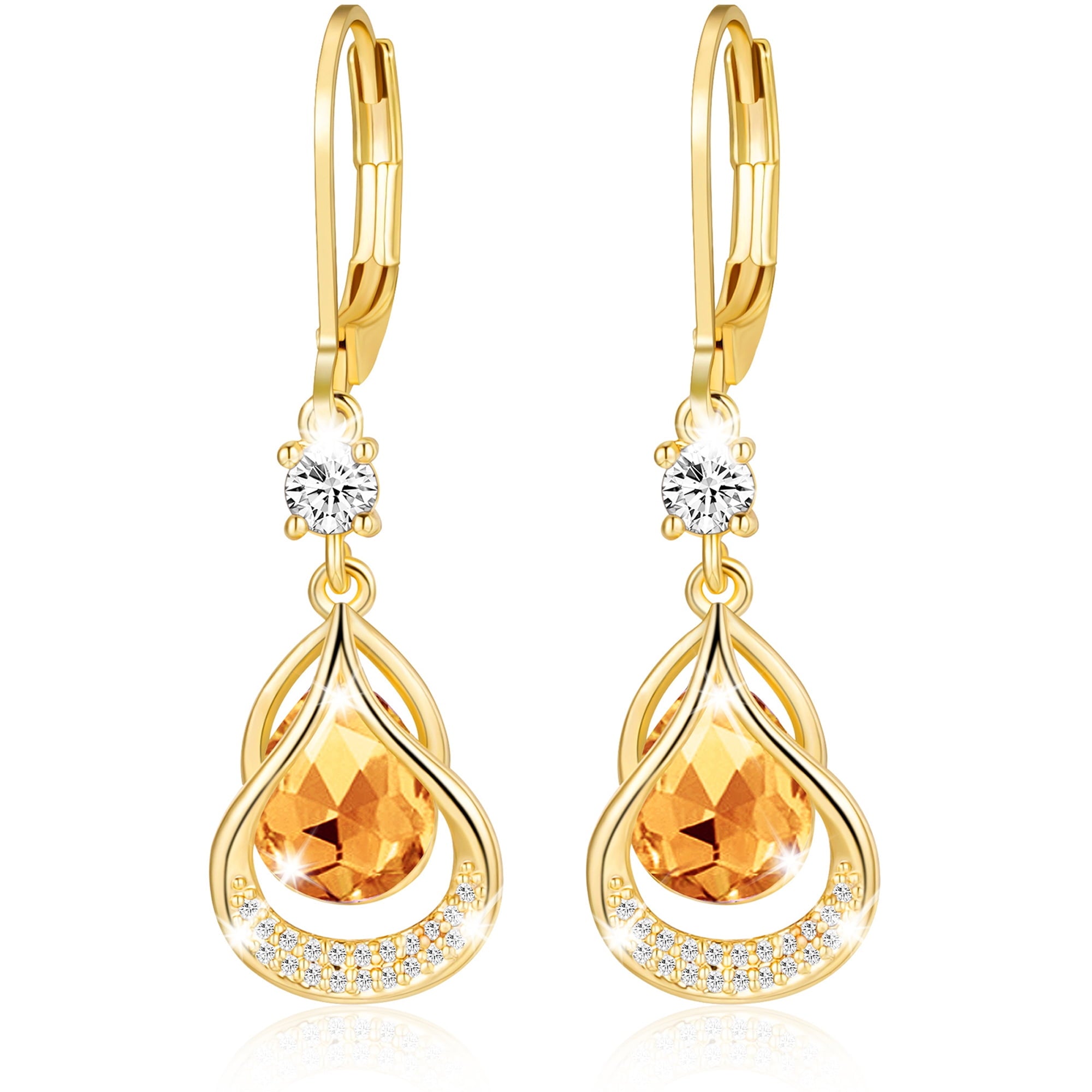 18K White Plated Drop Earrings for Women Girls Hypoallergenic S925 Sterling Post April Earrings with CZ Easter Basket Stuffers Jewelry Gifts Teen Adults Kids