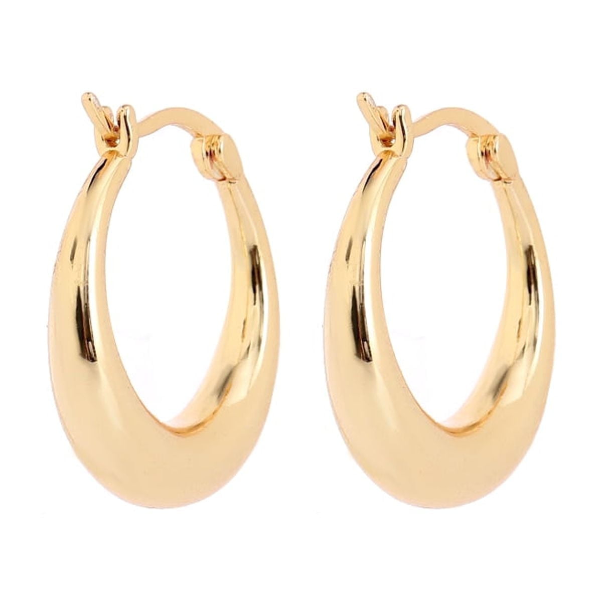 14K Graduated Hoop Huggie Earring in 14K Yellow Plated