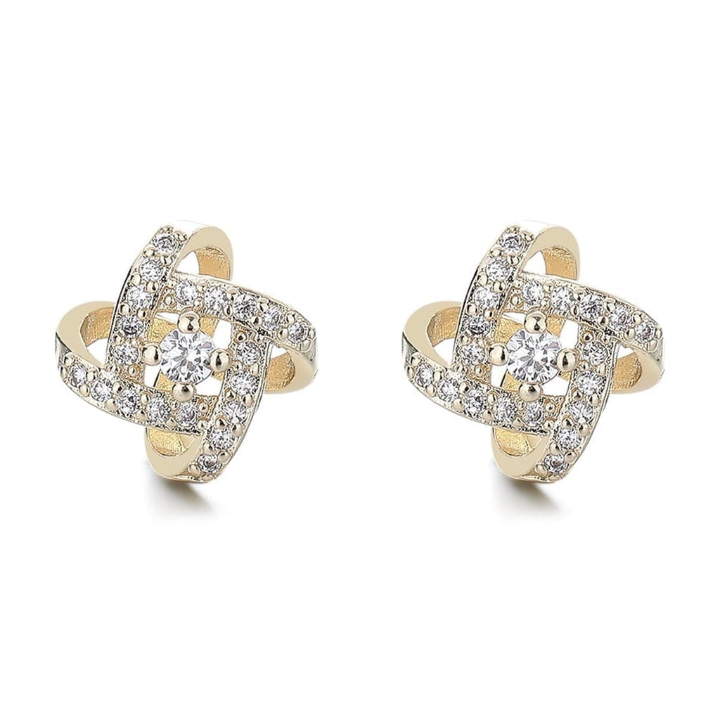 14K Knot Stud Earrings with crystals from over sterling Butterfly Closure