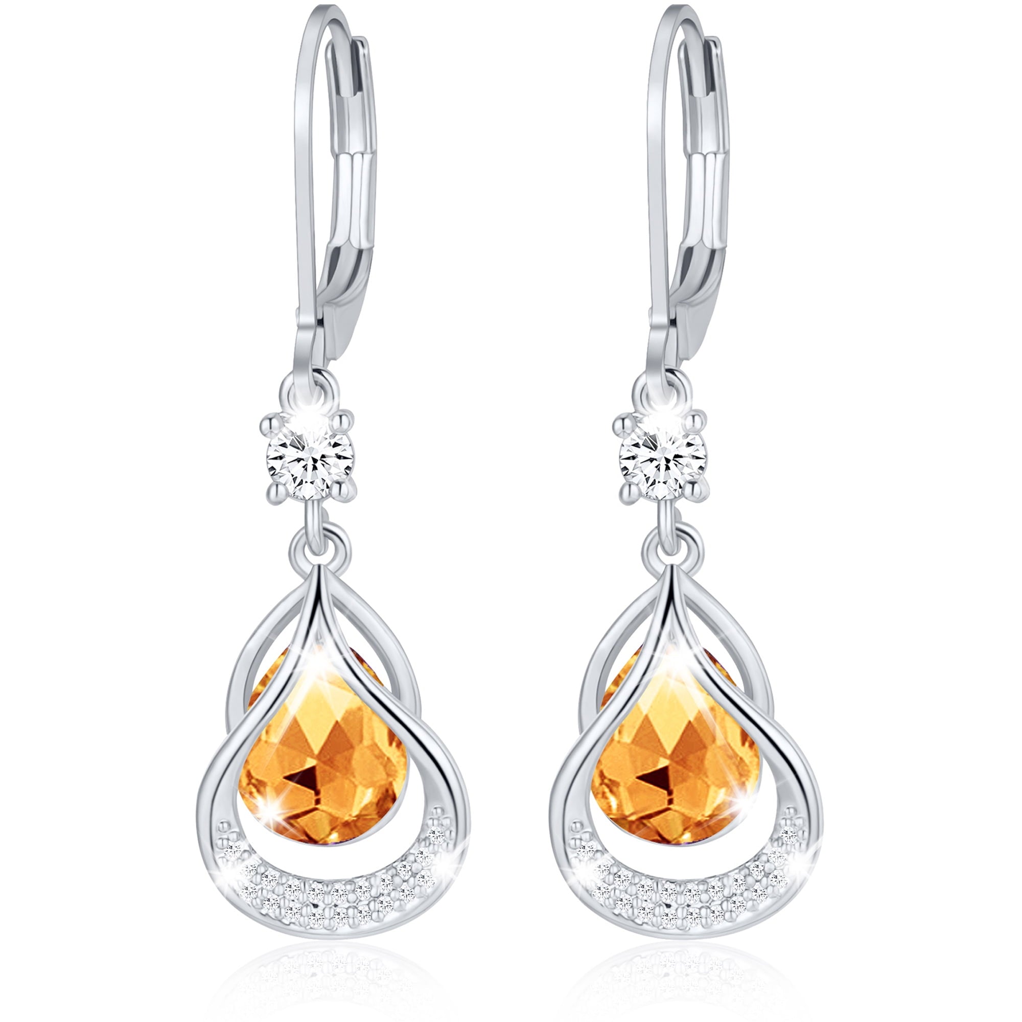 18K White Plated Drop Earrings for Women Girls Hypoallergenic S925 Sterling Post April Earrings with CZ Easter Basket Stuffers Jewelry Gifts Teen Adults Kids