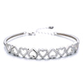 14K White Hearts Bangle Adjustable Bracelet with crystals from in 14K White Plated