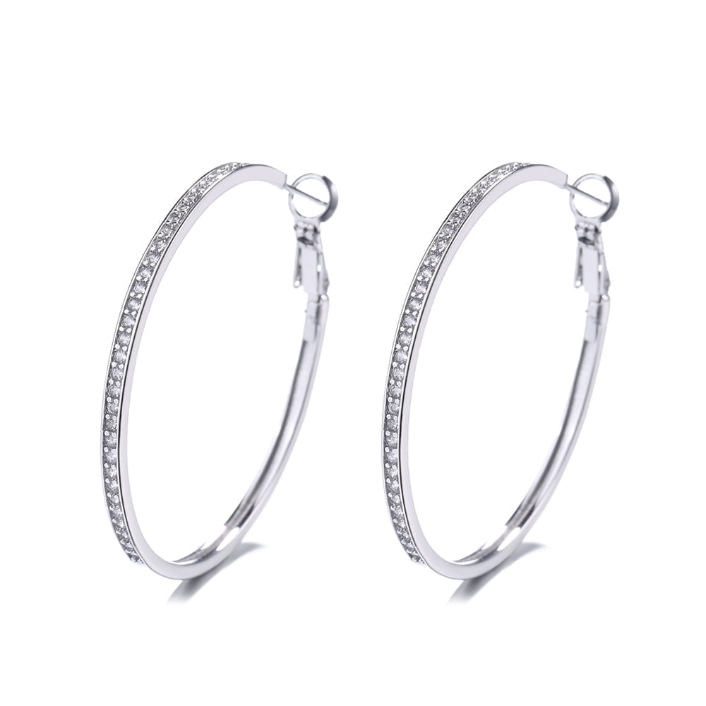 14K Large Hoop Earrings with crystals from in 14K Yellow Plated