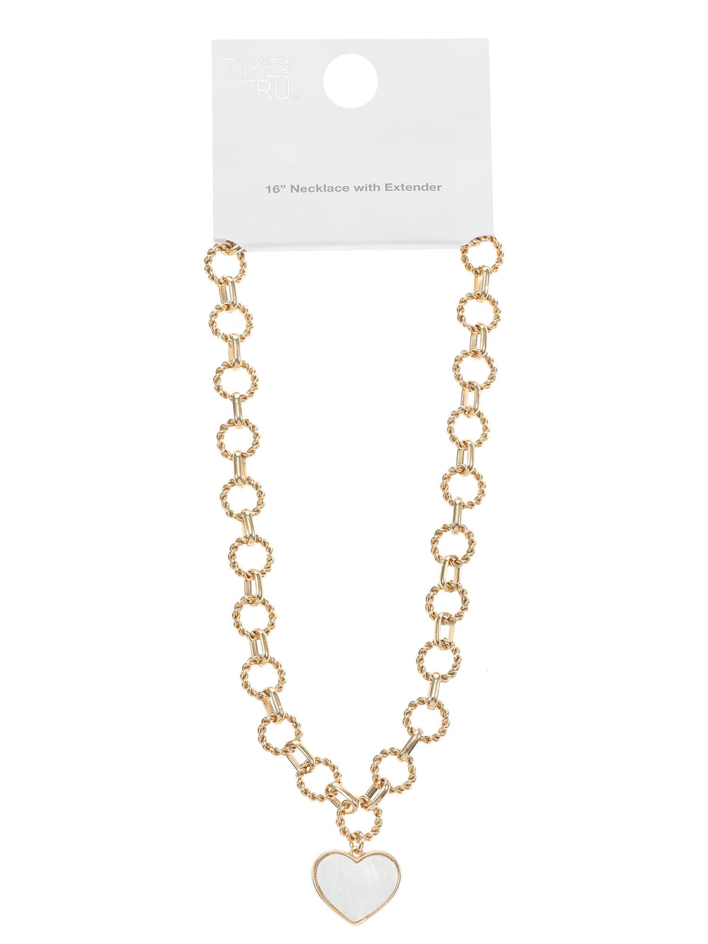 Women's Tone Mother of Pearl Heart Statement Necklace