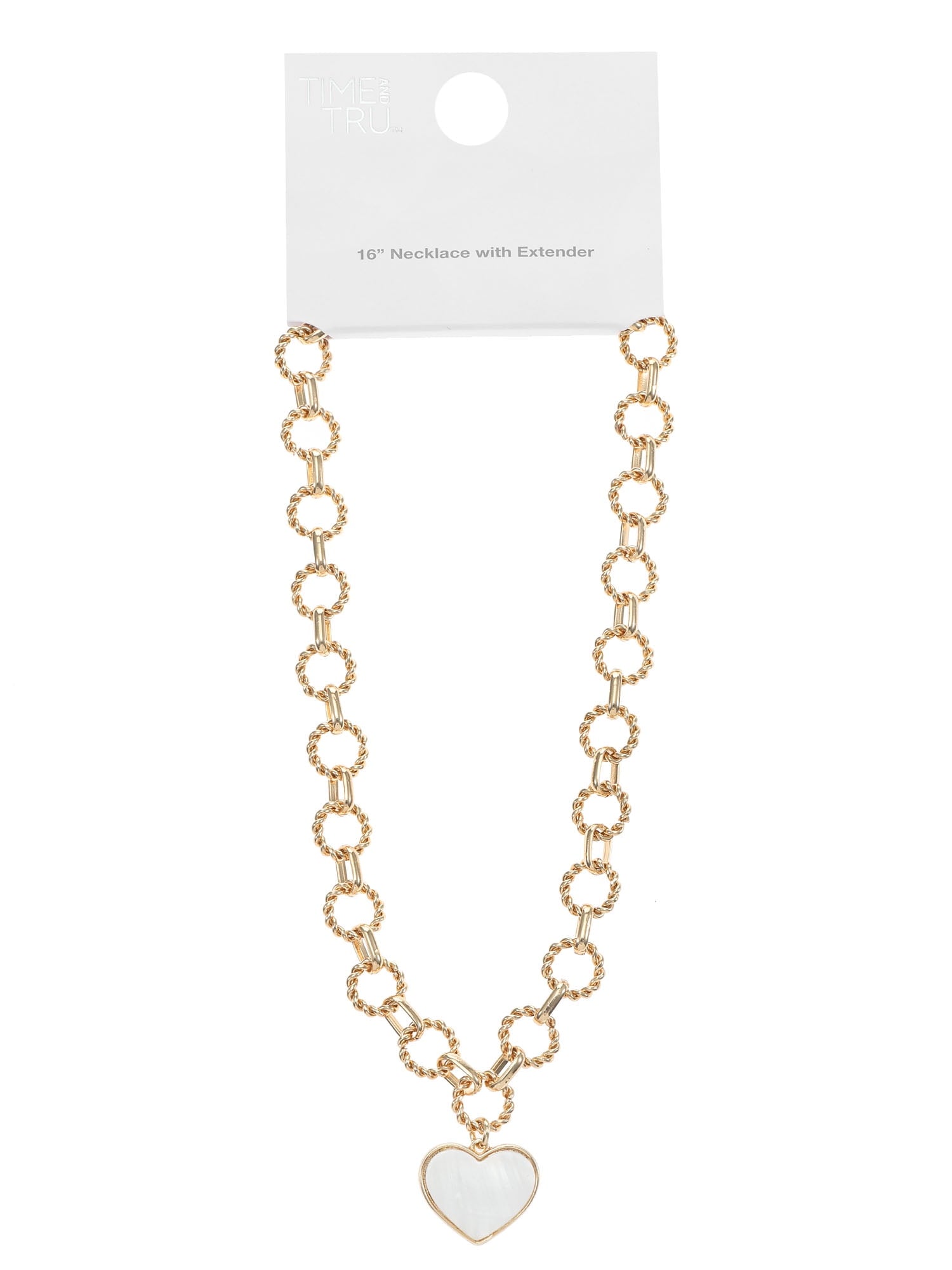 Women's Tone Mother of Pearl Heart Statement Necklace