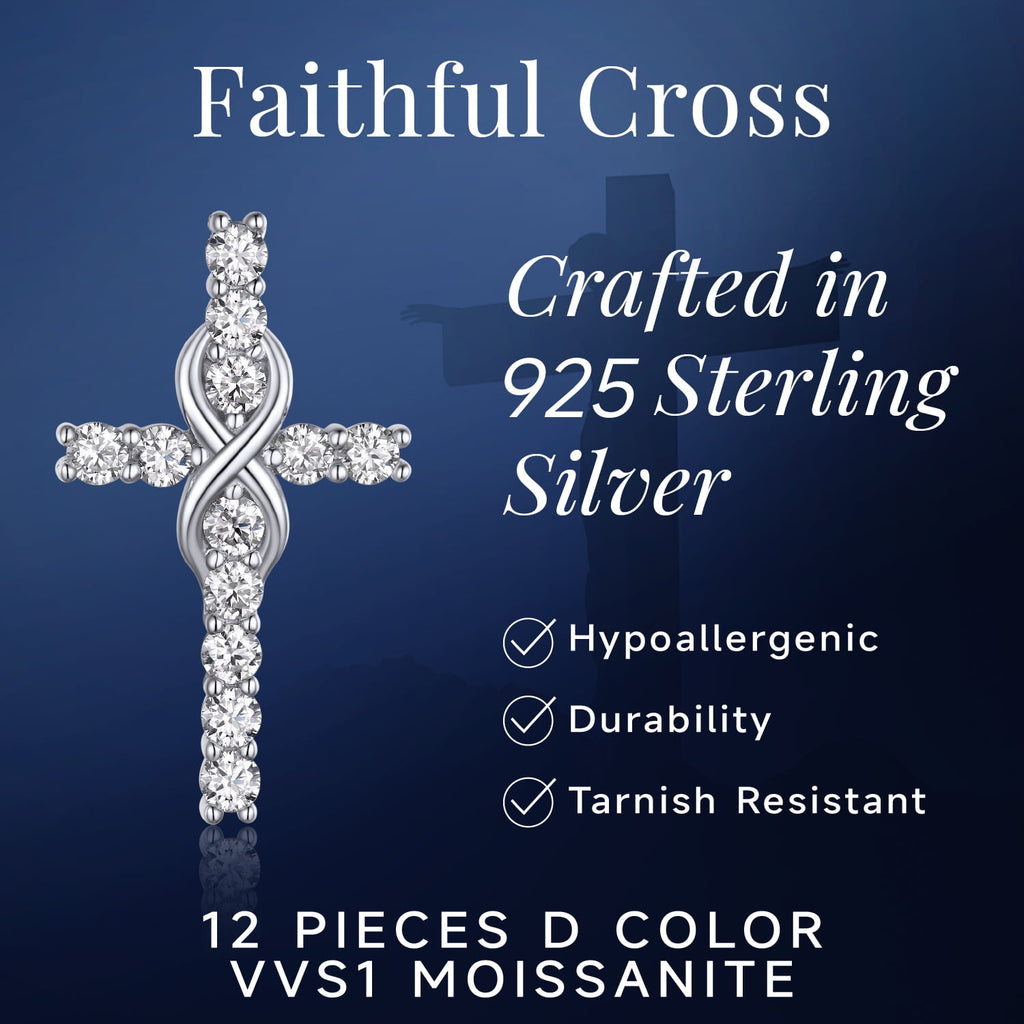 Cross Necklace for Women 1 Cross Pendant 925 Sterling Easter Christian Jewelry Gifts
