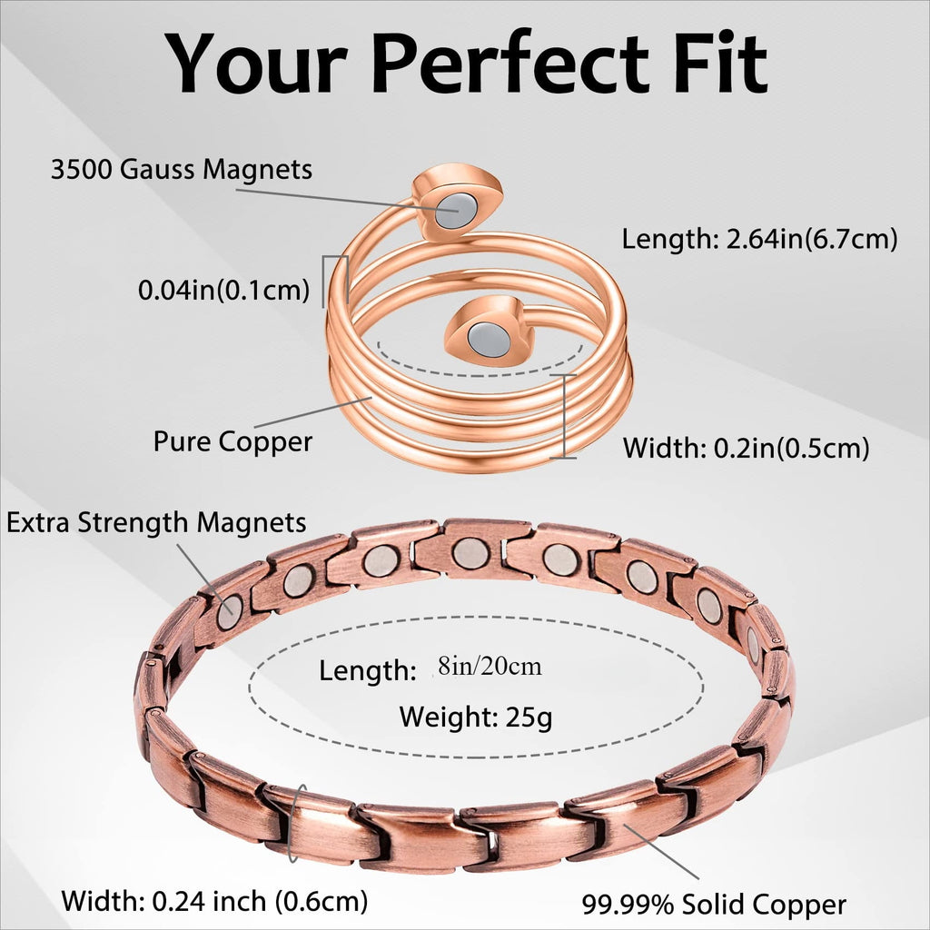 99.99% Solid Copper Magnetic Bracelets for Women