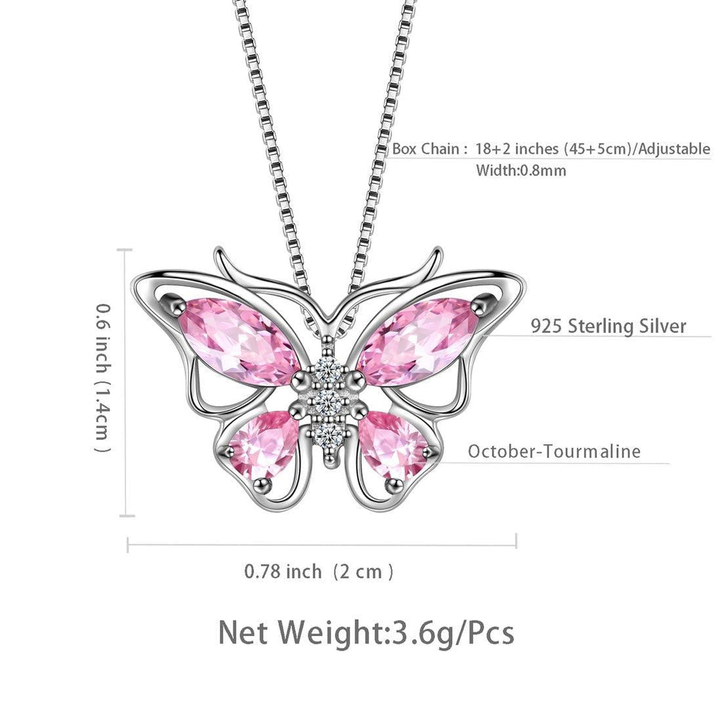 December Tanzanite Blue Butterfly Necklaces 925 Sterling Pendant Jewelry for Women Wife