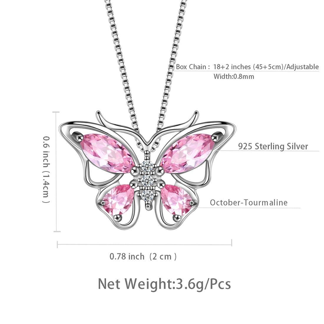 December Tanzanite Blue Butterfly Necklaces 925 Sterling Pendant Jewelry for Women Wife