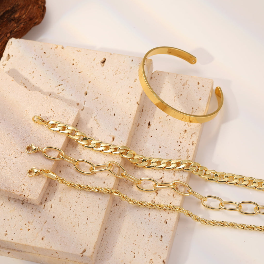 6PCS Bracelets for Women 14K Plated Dainty Layered Stacking Jewelry Set Gifts