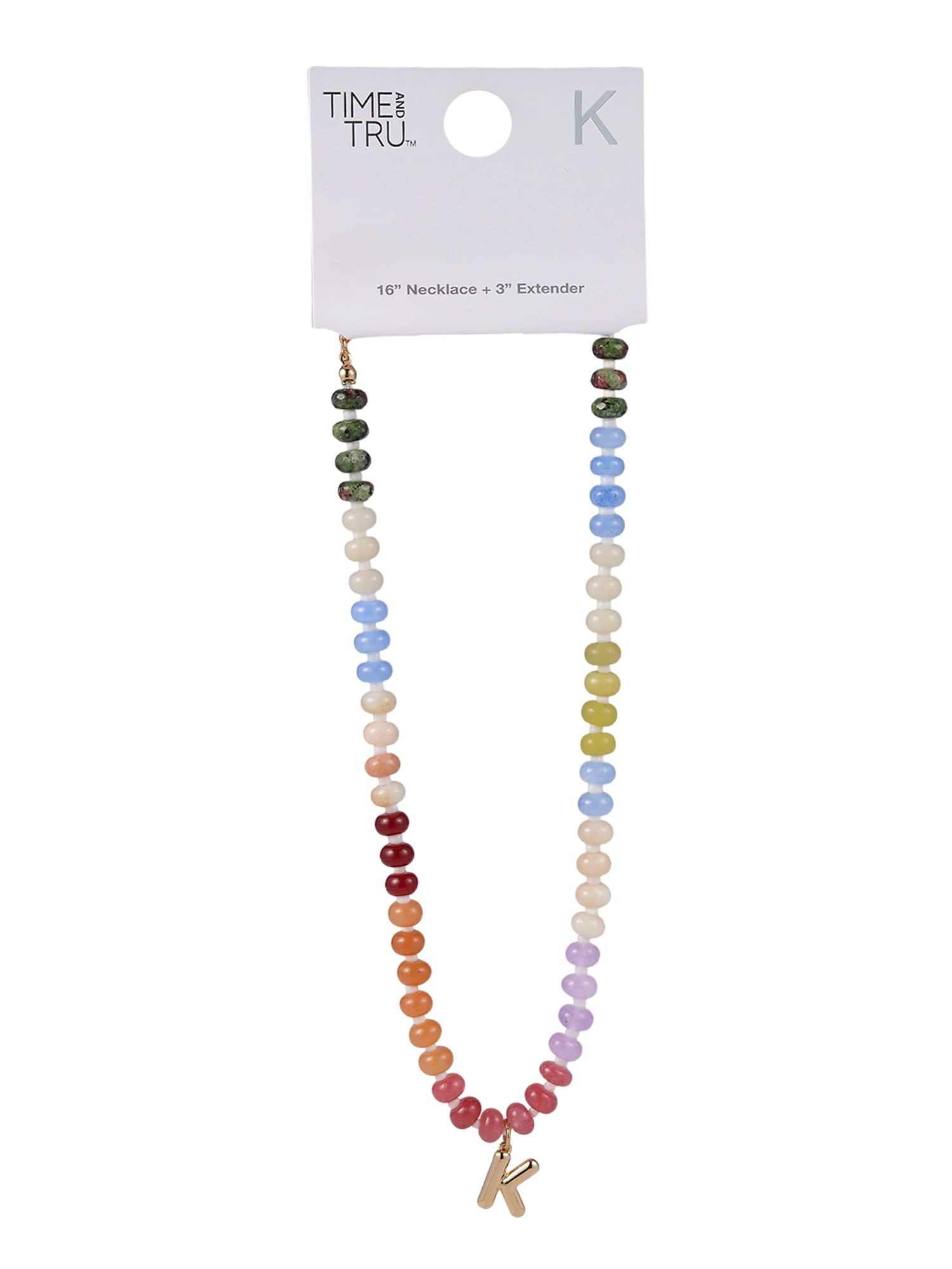 Goldtone Multicolored Bead Initial "A" Necklace