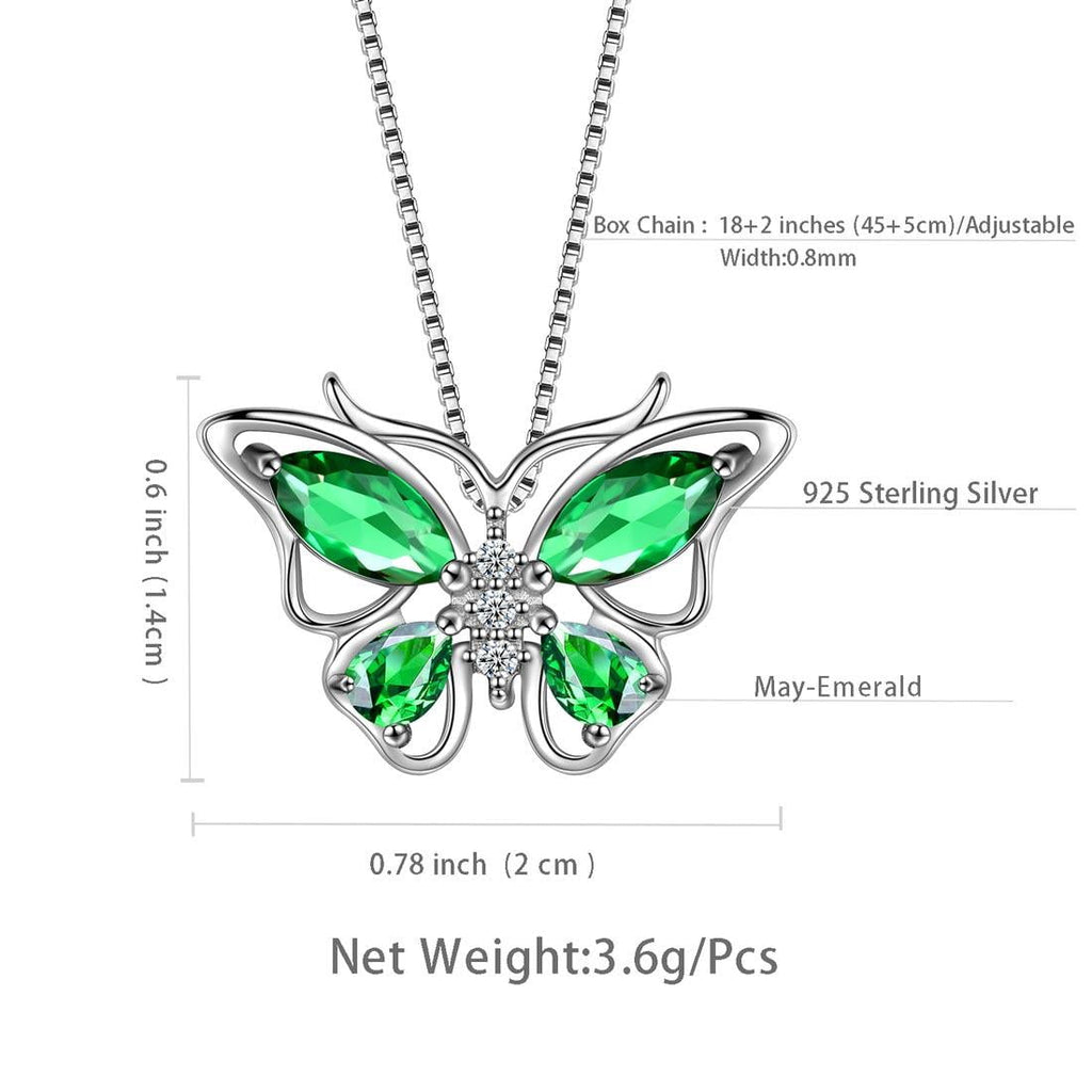 December Tanzanite Blue Butterfly Necklaces 925 Sterling Pendant Jewelry for Women Wife