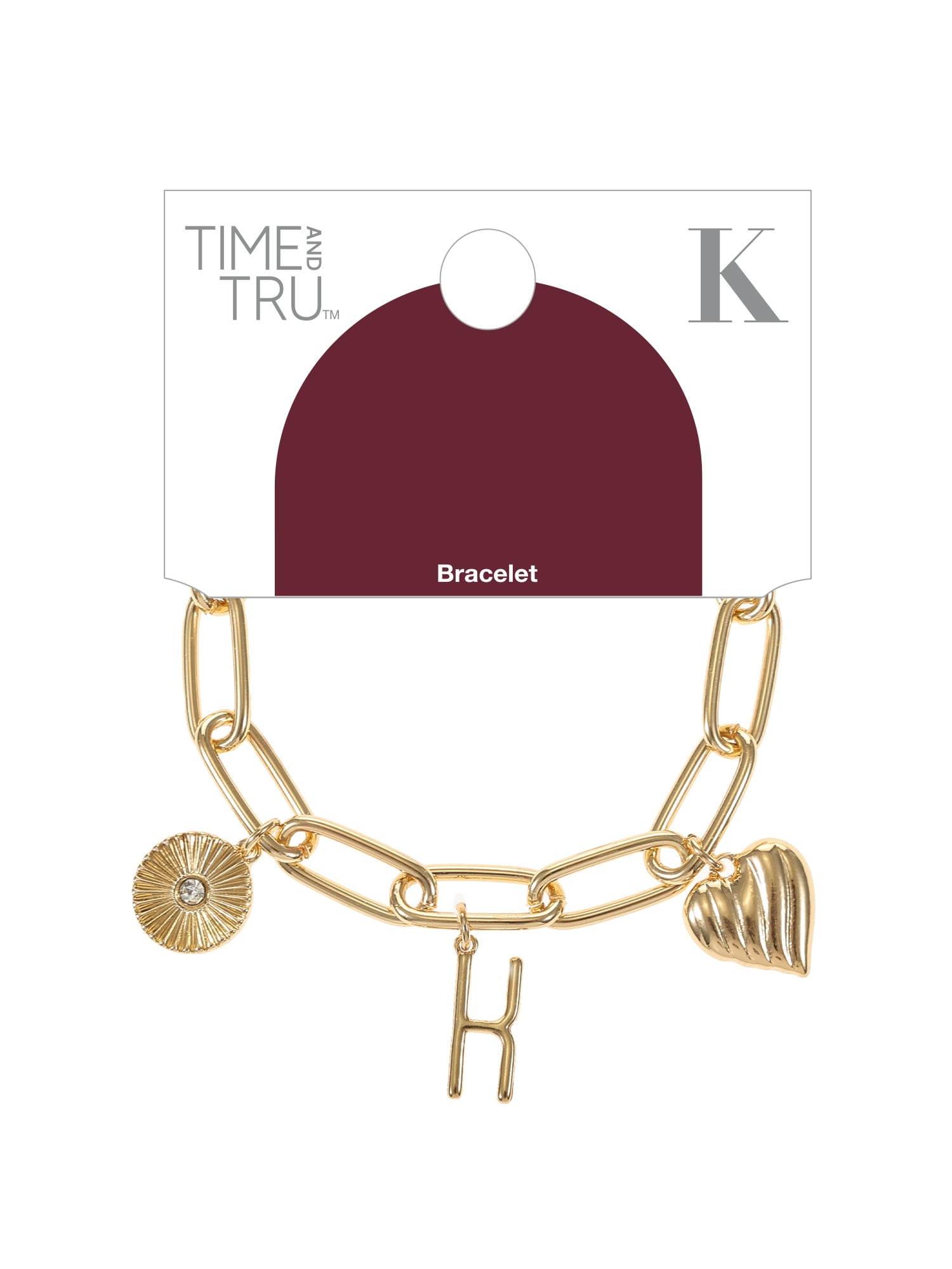 Goldtone Initial Charm Bracelet, Initial J