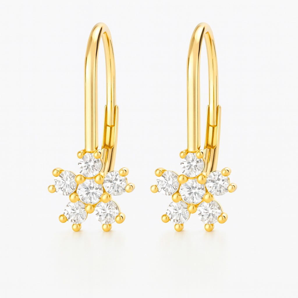 Lever Back Earrings with Crystals in 18K Plated