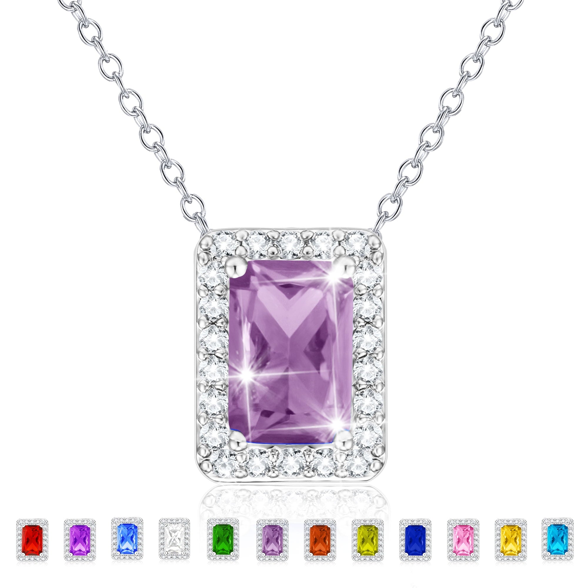 S925 Sterling Plated Heart Necklaces for Women Girls CZ April Pendant with Crystal Easter Basket Stuffers Jewelry Gifts Teen Her Adults Lady Girlfriend Kids