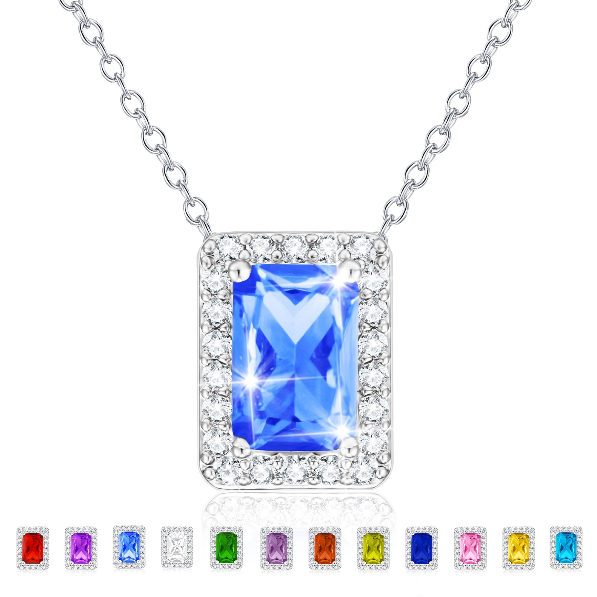 S925 Sterling Plated Heart Necklaces for Women Girls CZ April Pendant with Crystal Easter Basket Stuffers Jewelry Gifts Teen Her Adults Lady Girlfriend Kids