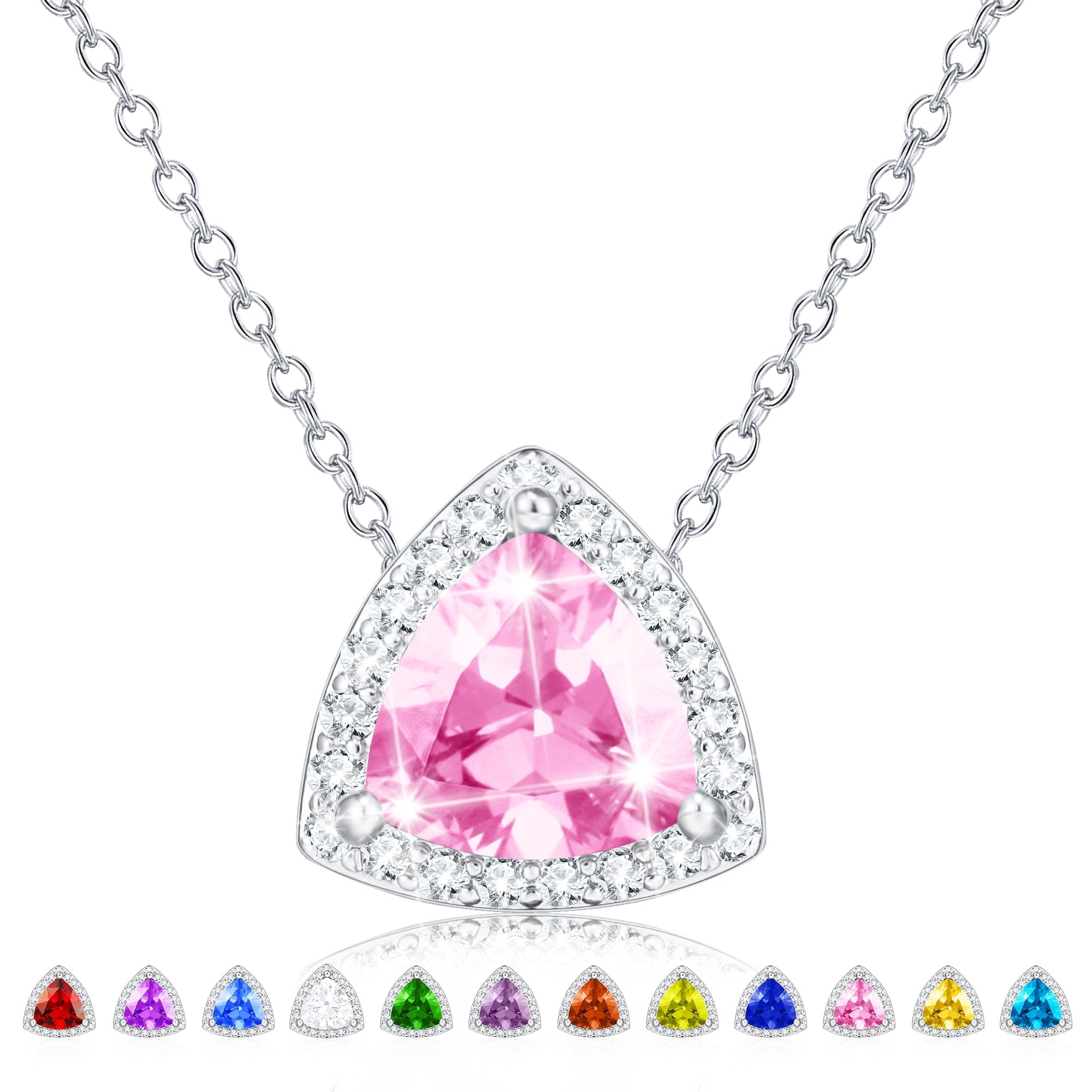 S925 Sterling Plated Heart Necklaces for Women Girls CZ April Pendant with Crystal Easter Basket Stuffers Jewelry Gifts Teen Her Adults Lady Girlfriend Kids