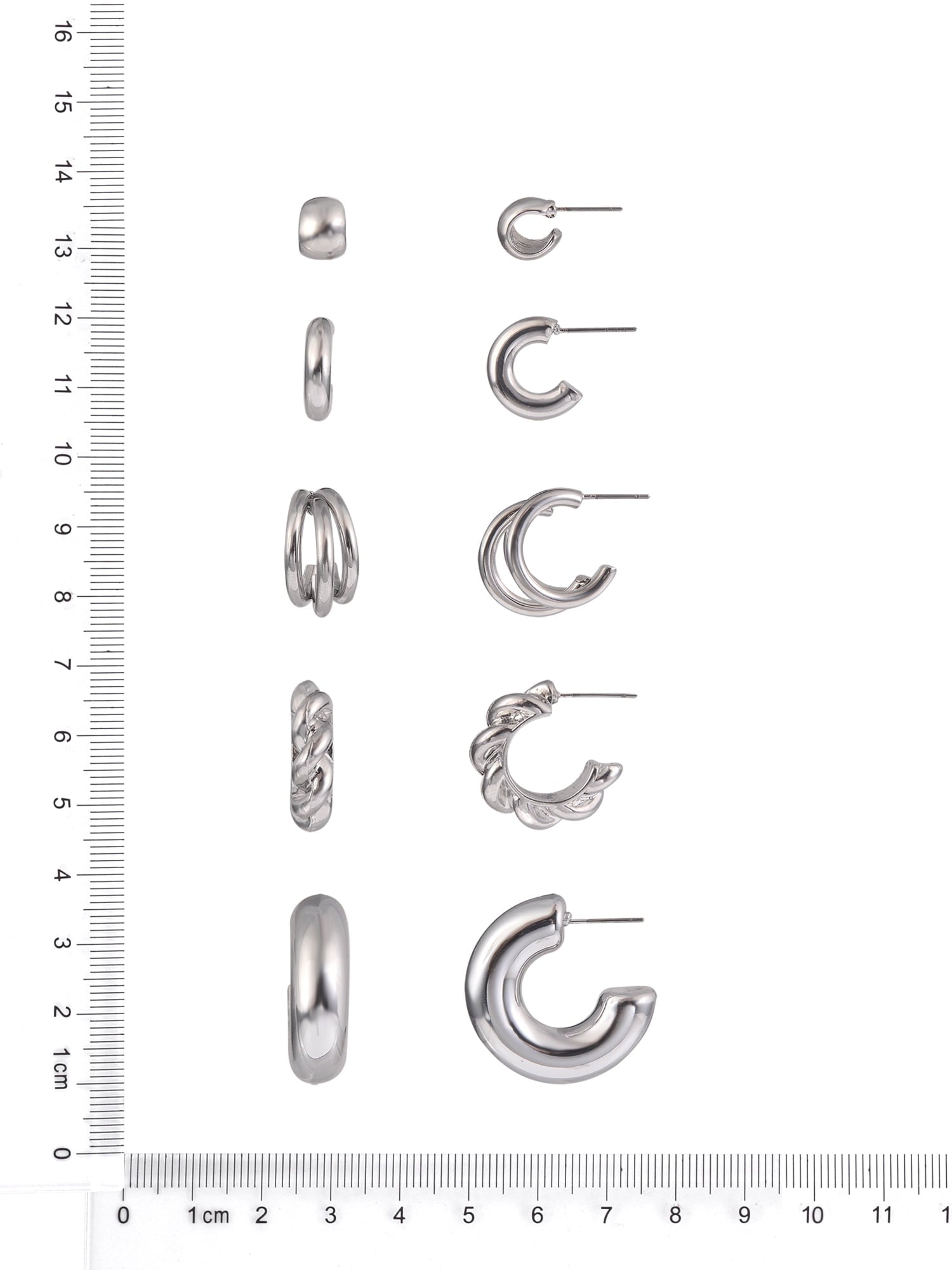 Adult Female -Tone 5 Pair Twisted Triple Hoop Stacker Earring Set