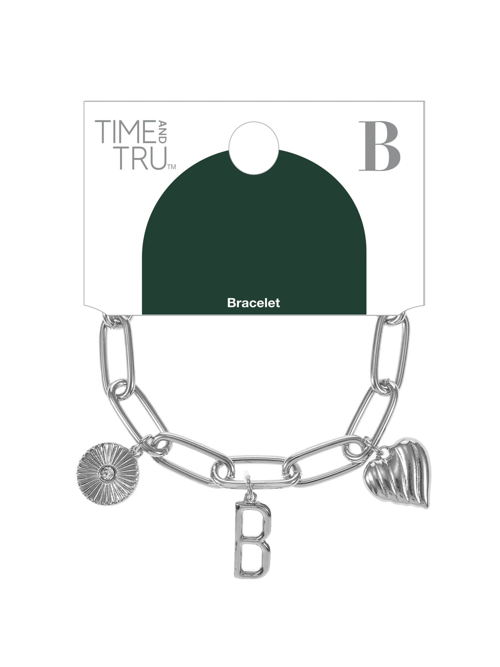 Silvertone Initial Charm Bracelet, Initial M