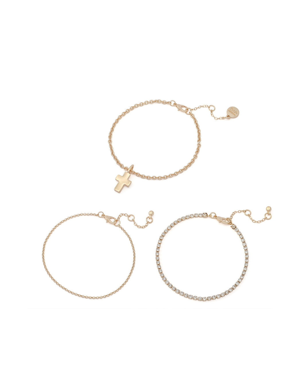 Women's -Tone Cross Charm 3-Piece Bracelet Set
