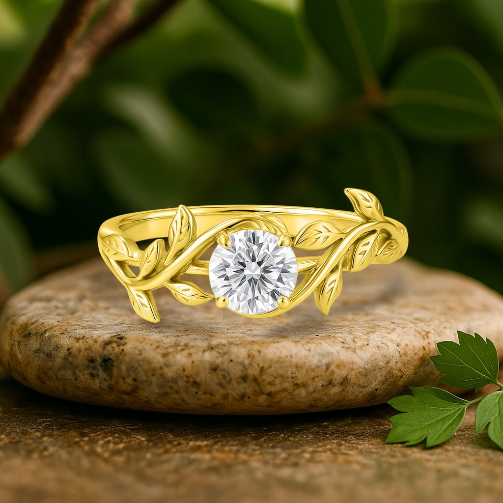 0.50 Round Cut Bohemian Engagement Ring - Vintage Ring - 18k White Plating for Women