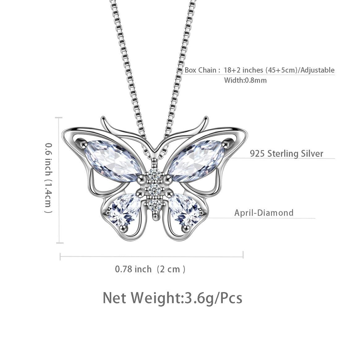 December Tanzanite Blue Butterfly Necklaces 925 Sterling Pendant Jewelry for Women Wife