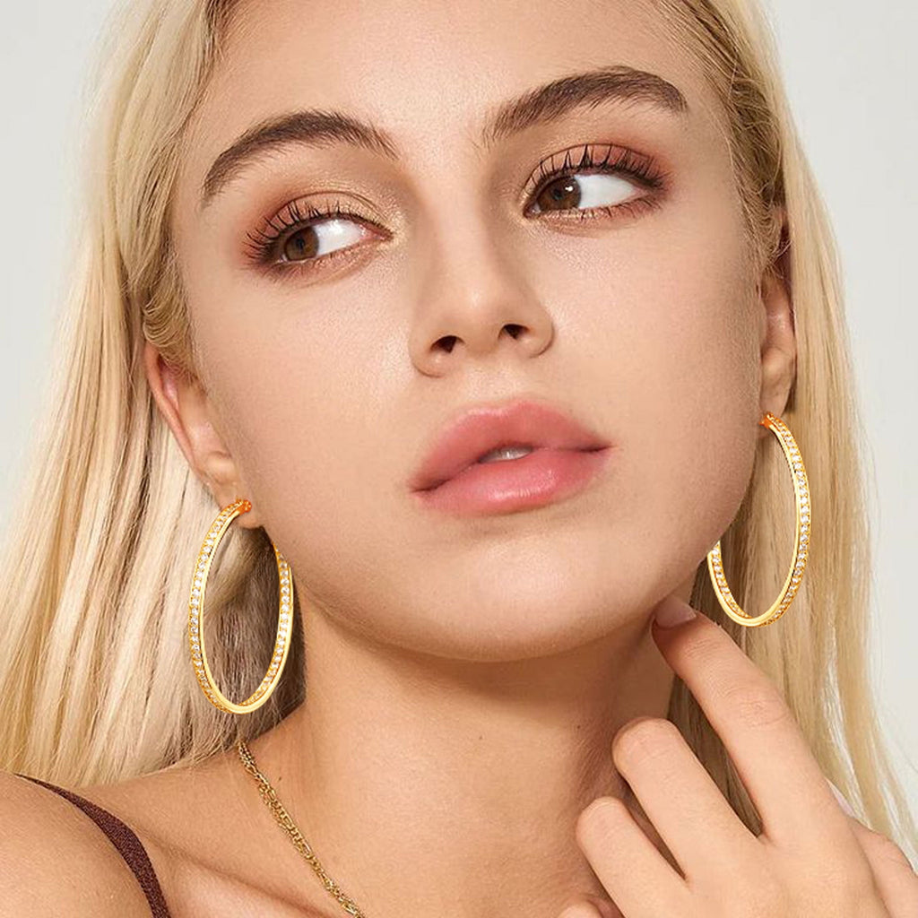 4 Pairs Hoop Earrings for Women CZ Small Huggie Cartilage Post Hypoallergenic Earrings Set for Multiple Piercing Valentines Day Jewelry Gifts Her Teen Mom Wife Lady Adults Ideas