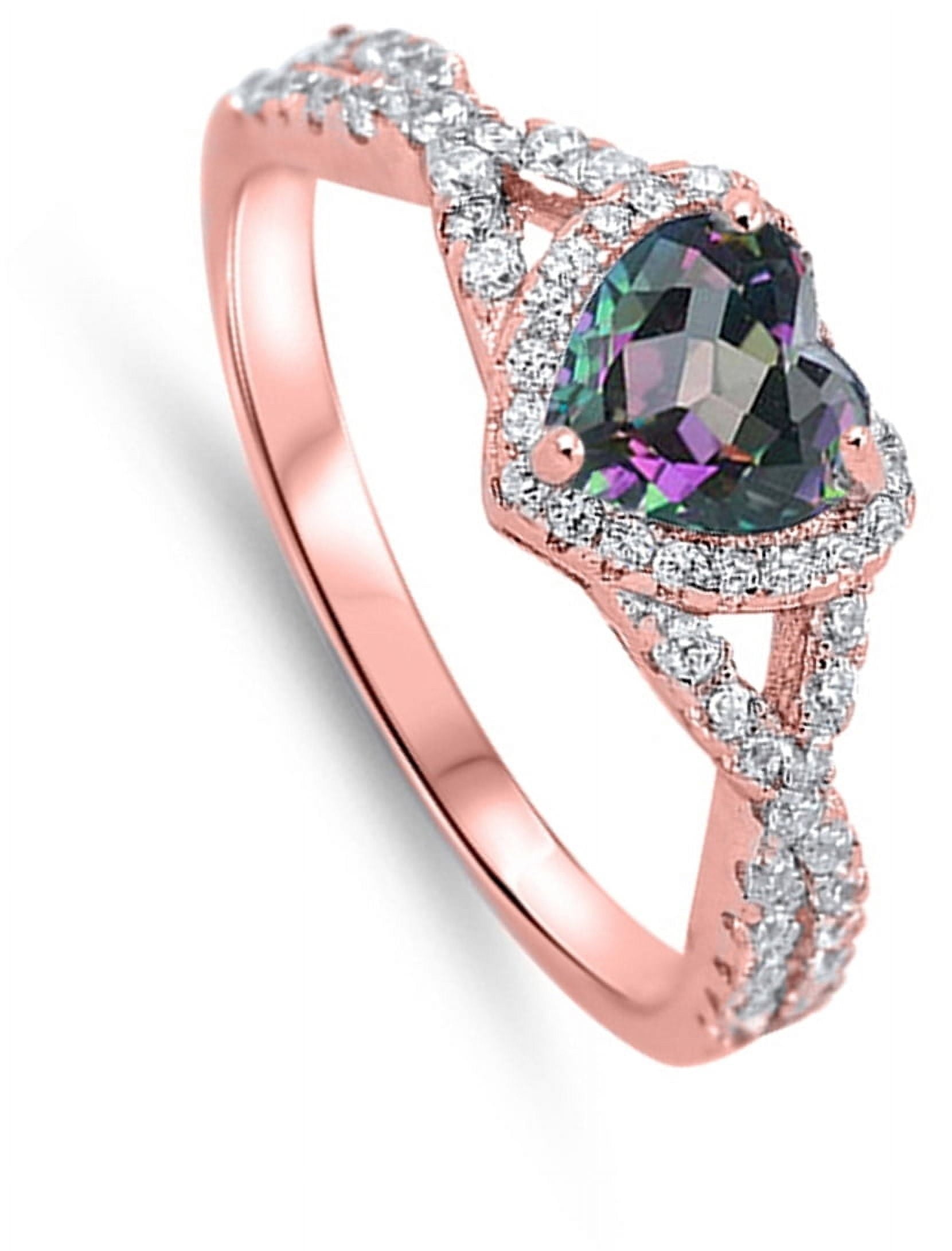 Heart Purple Simulated Amethyst Halo Infinity Knot Sterling Ring CZ Female Size 7