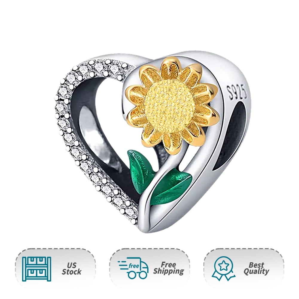 925 Sterling Charm for Bracelets Four Leaf Clover Lucky OpenWork Bead Charm Women Bracelet Charm