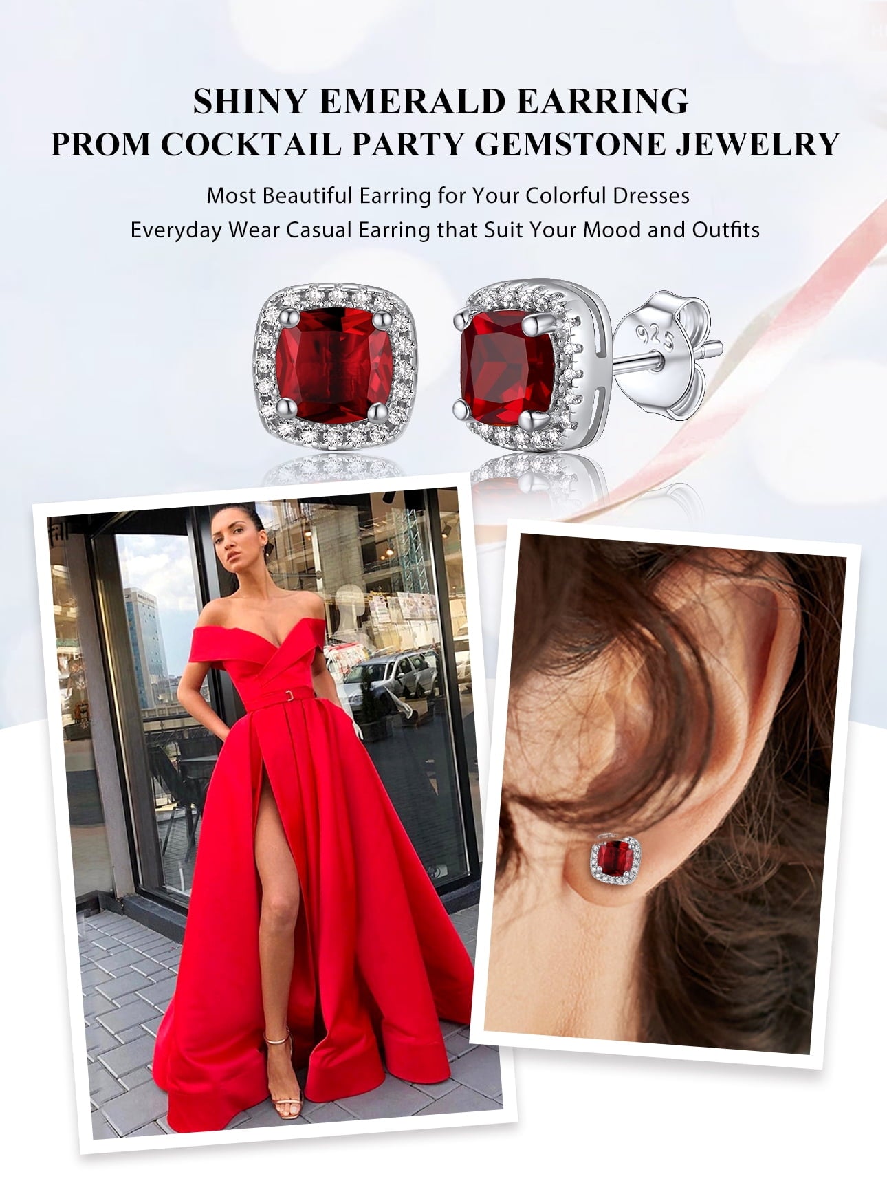 Stud Earrings for Women, 925 Sterling Heart Created Diamond Studs Earrings / Gifts - September