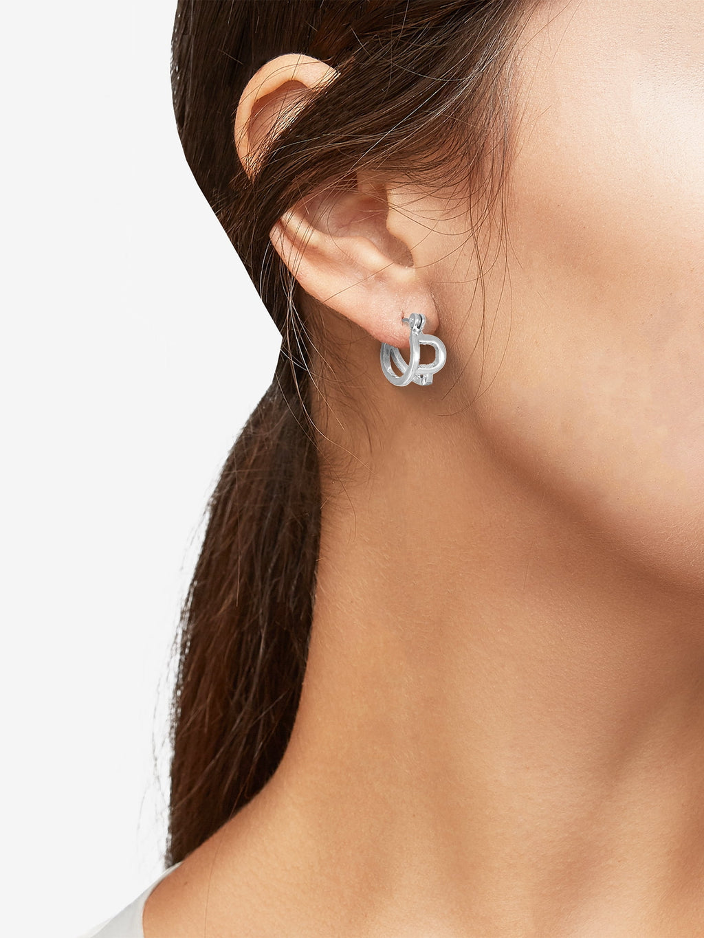 Silvertone Multi Earring Set, 5 Pairs, Initial B