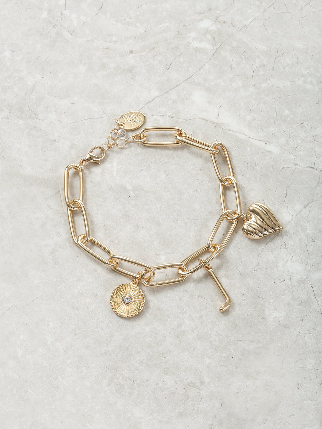 Goldtone Initial Charm Bracelet, Initial J