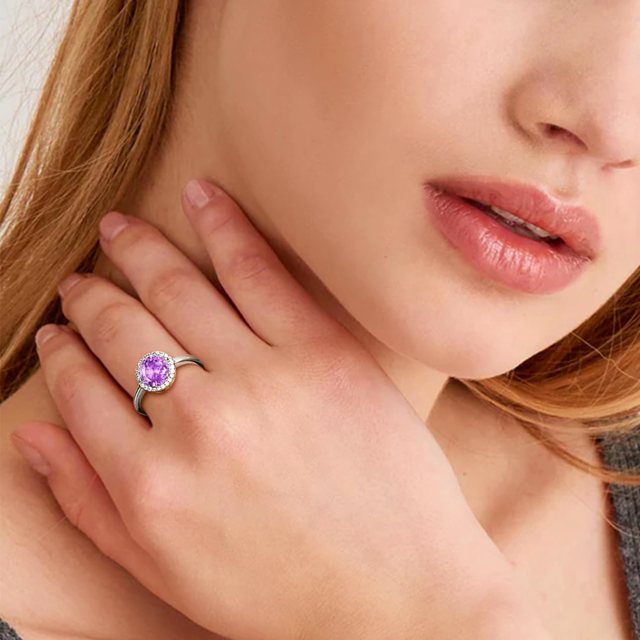 S925 Sterling Heart Rings for Women Sparkle Open Band Ring July Created Ruby Rings Size 6-12