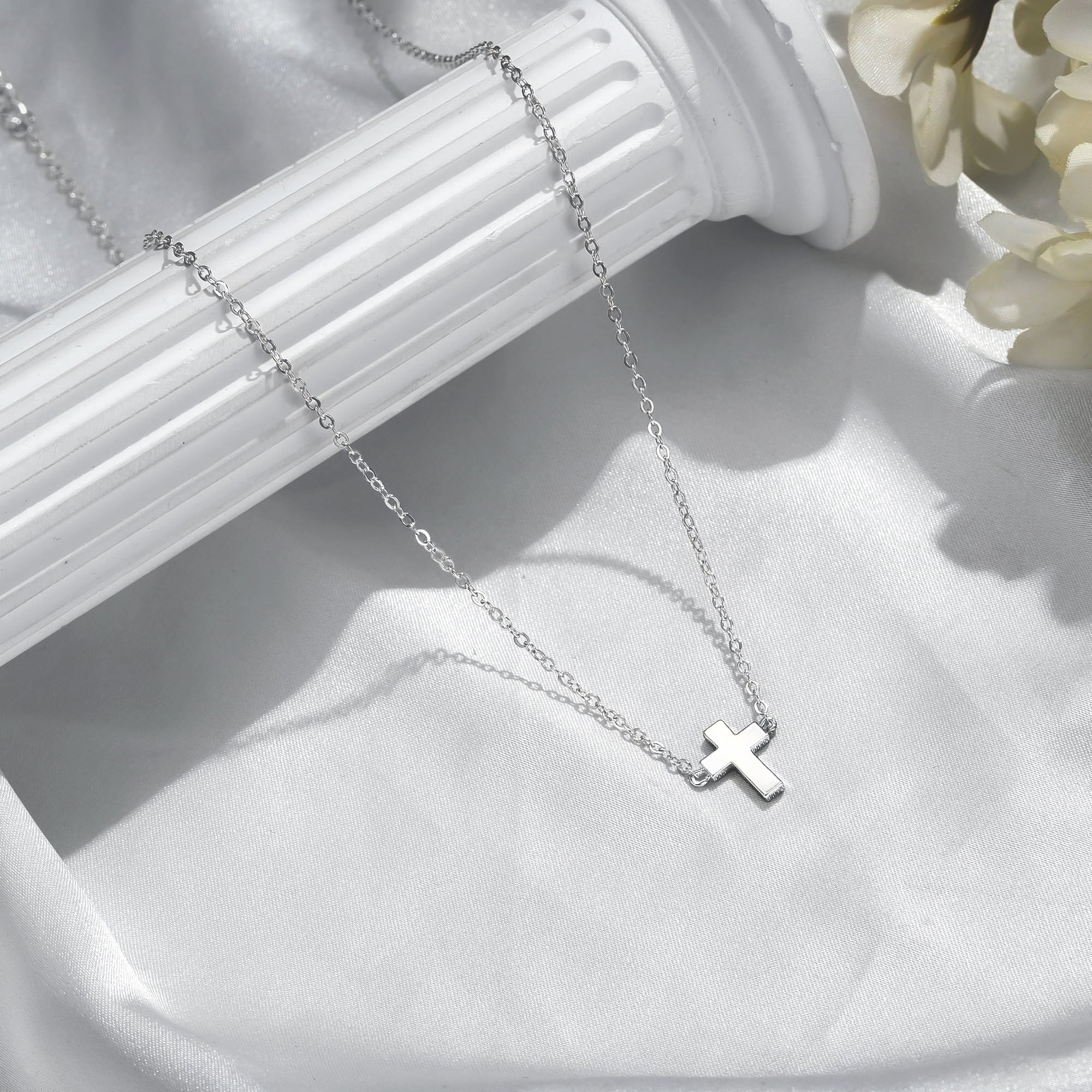 14K Plated Dainty Tiny Cross Pendant Necklace for Women Jewelry Personalizedt First Communion Christian Baptism Easter Gifts for Her Kid Girls