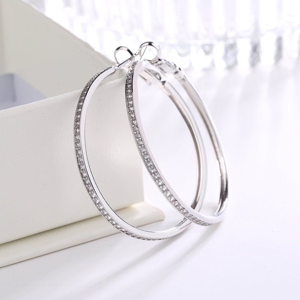 14K Large Hoop Earrings with crystals from in 14K Yellow Plated