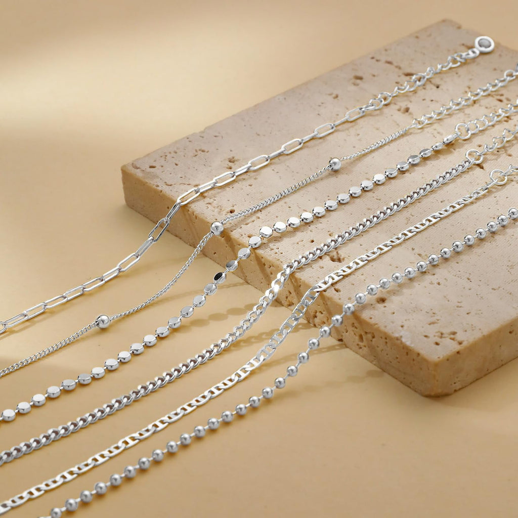 6PCS Bracelets for Women 14K Plated Dainty Layered Stacking Jewelry Set Gifts