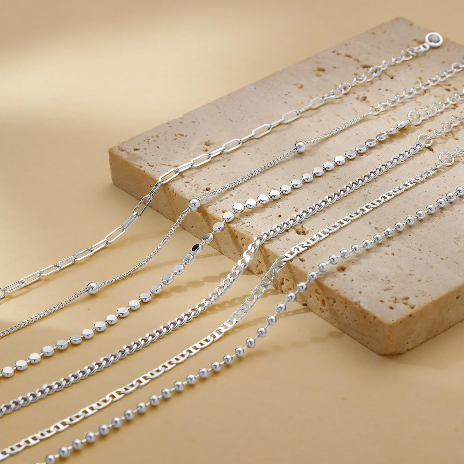 6PCS Bracelets for Women 14K Plated Dainty Layered Stacking Jewelry Set Gifts