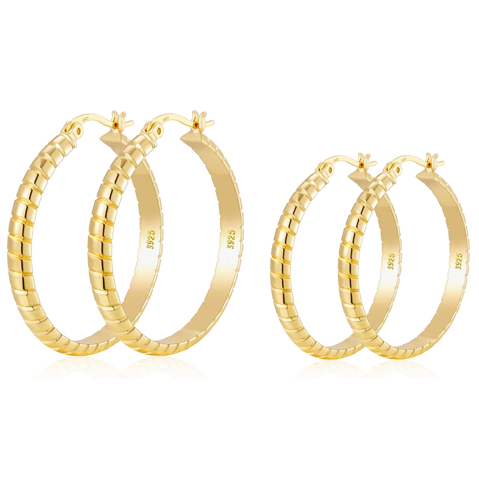 4 Pairs Hoop Earrings for Women CZ Small Huggie Cartilage Post Hypoallergenic Earrings Set for Multiple Piercing Valentines Day Jewelry Gifts Her Teen Mom Wife Lady Adults Ideas