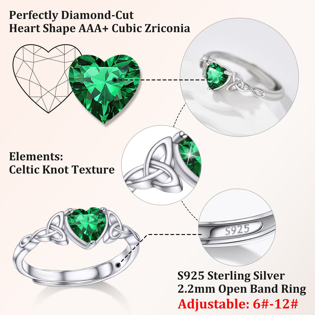 Infinity Celtic Knot Rings for Women 925 Sterling Heart Rings October Pink Tourmaline Rings for Mom Daughter Wife Girlfriend