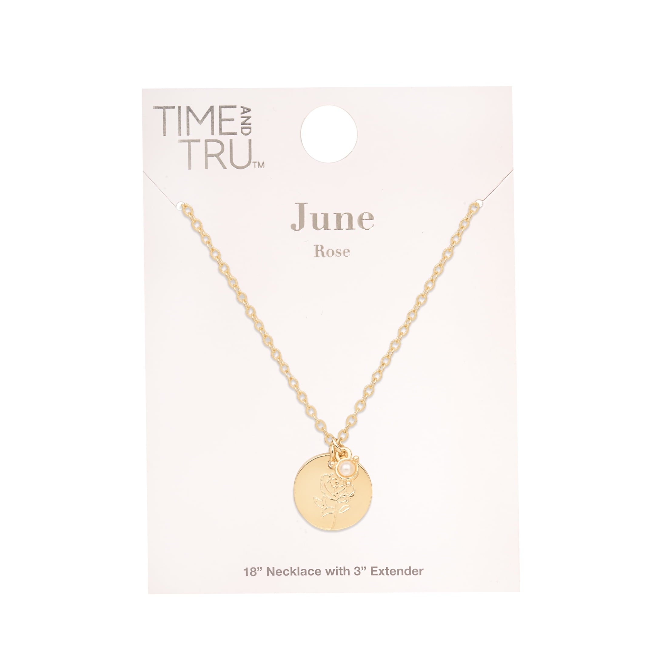 Women’s March Necklace, Tone Chain with Light Azure Stone &amp; Daffodil Flower