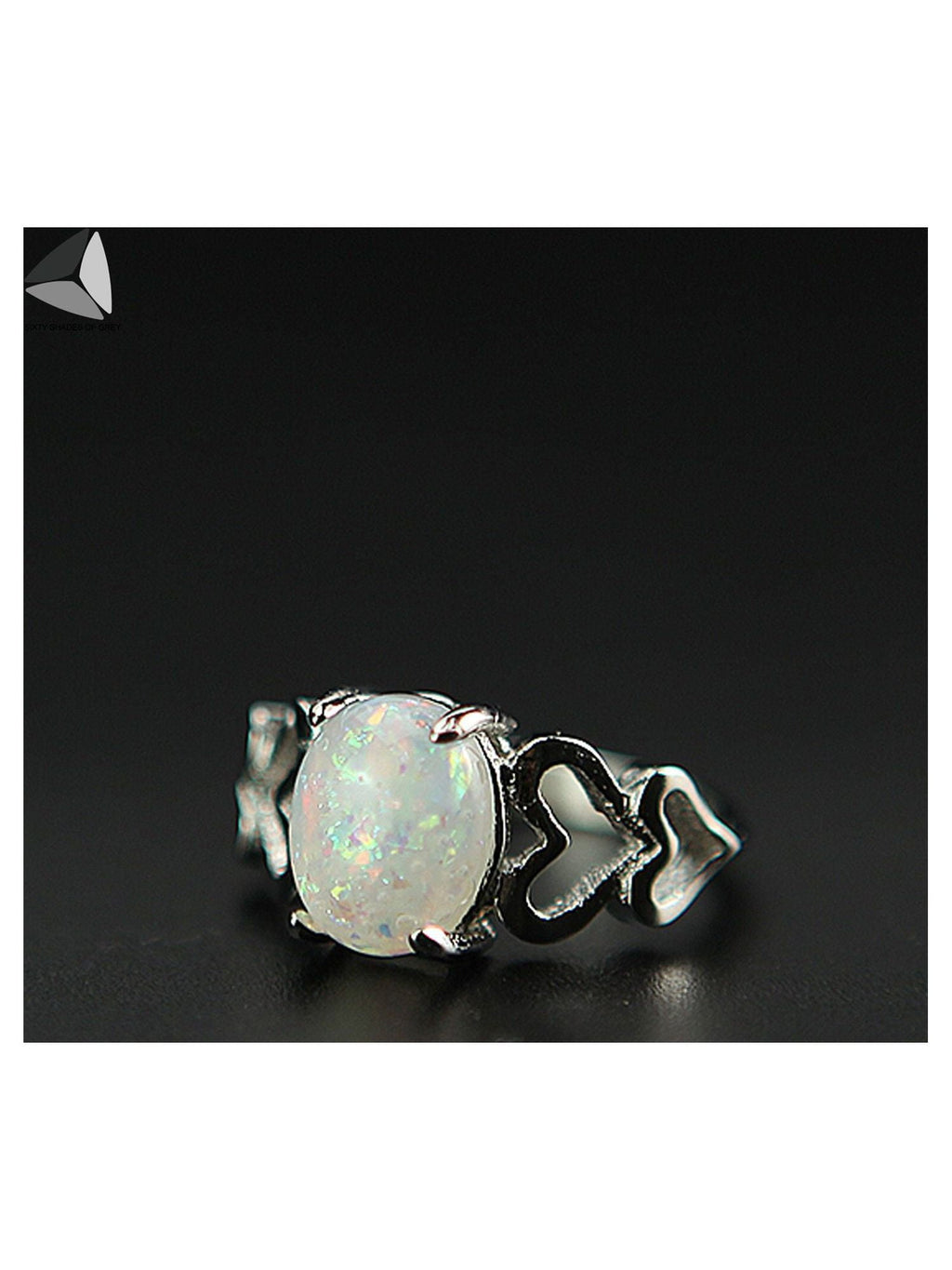 Created Oval White Opal Rings 925 Sterling Jewelry for Womens (Size 7)